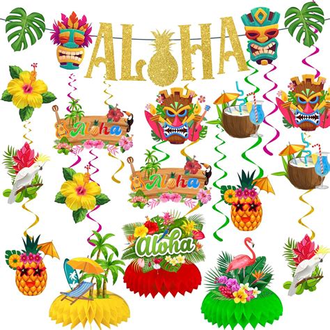 Aloha Party Decorations Hawaiian Party Decorations Includes Aloha Banner Luau Party