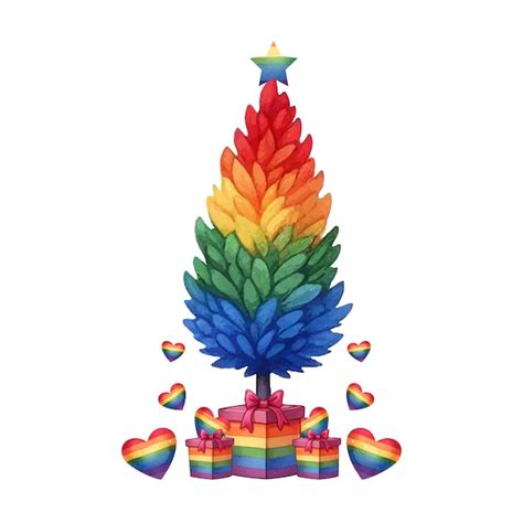 Premium Vector Vector Beautiful Watercolor Rainbow Christmas Tree