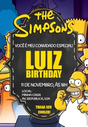 Convite Anivers Rio Boteco Homer Simpsons Edite Gr Tis Nosso