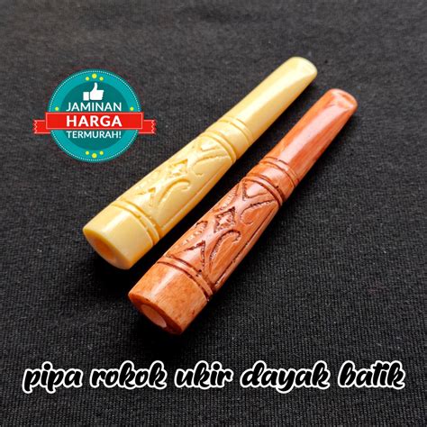 Jual Pipa Rokok Once Cangklong Ukir Dayak Motif Gading Coklat Shopee