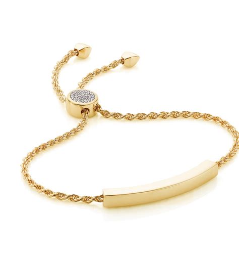 Linear Diamond Toggle Chain Bracelet In 18ct Gold Vermeil On Sterling