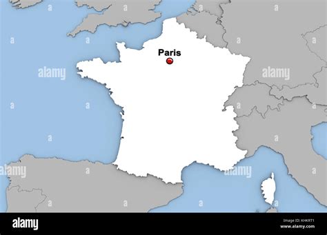 Abstract 3d Render Of Map Of France Highlighted In White Color And