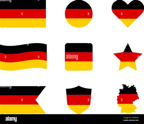 Germany Flag Set Vector Icon National German Colors Black Red And