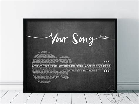 Personalized Song Lyrics Guitar Print Custom Music T First Dance