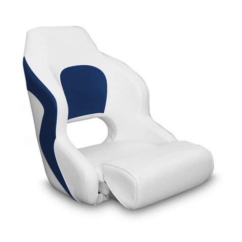 Premium Captains Bucket Flip Up Bolster Seat Whiteblue Style Twosab