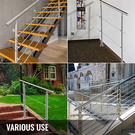 VEVOR Stainless Stair Handrail With 2 Cross Bars Hand Rails For Steps