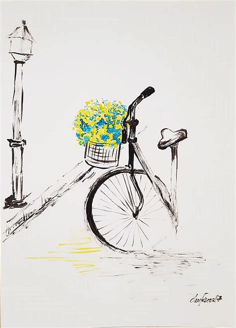 Bicycle Watercolor Painting on Paper Original Painting by Elena Ganeva - Fine Art America