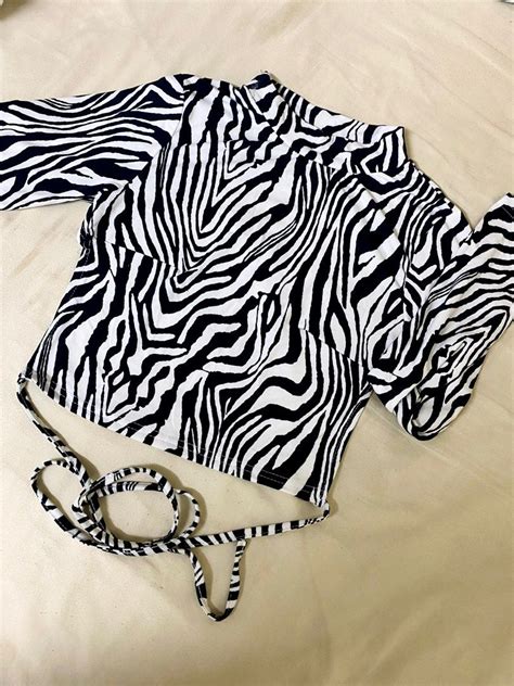 Sexy Zebra Long Sleeve Crop Top Womens Fashion Tops Other Tops On Carousell