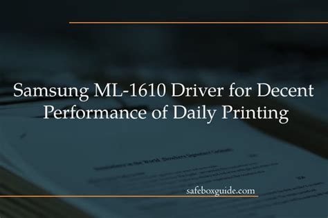 Samsung ML 1610 Driver For Decent Performance Of Daily Printing 3