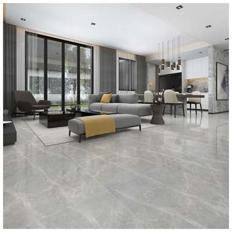 Grey Polished Ceramic Floor Tiles Size X Mm Model Hyh Gn