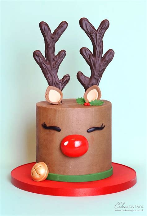 Christmas Reindeer Cake Tutorial With Antler Template Cakes By Lynz