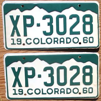 1960 Colorado License Plate Number Tag PAIR Plates EBay