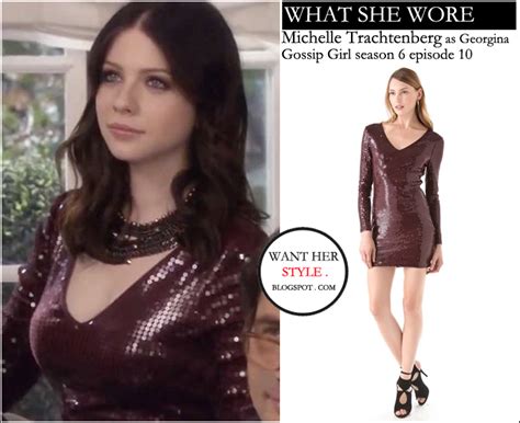 What She Wore Michelle Trachtenberg As Georgina In Bordeaux Sequin