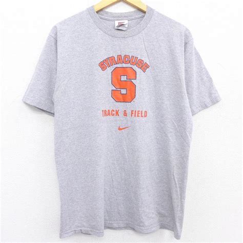 L古着 ナイキ Nike 半袖 ビンテージ Tシャツ メンズ 00s シラキュース クルーネック グレー 霜降り 22apr18 中古