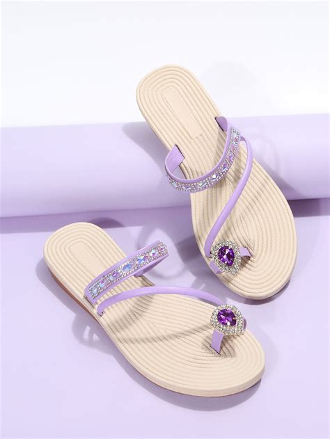 Rhinestone Decor Thong Sandals