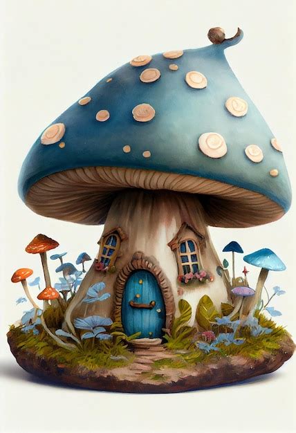 Premium Photo Vintage Mushroom Fairy House Oil Painting