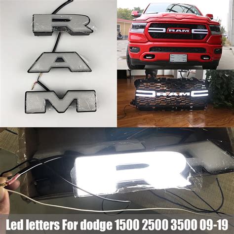 For Dodge Ram Car Sticker Ram Led Emblem Front Grille Letters For Dodge Ram 1500 2500 3500 Car