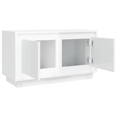 L2579 Pwshymi Meuble TV Blanc Brillant 80x35x45 Cm Bois D