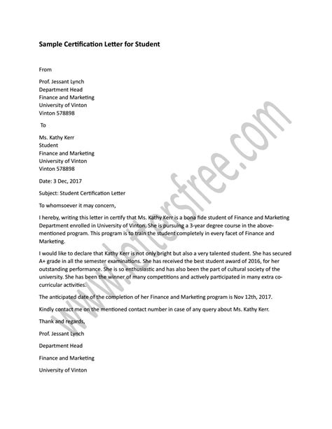 Sample Certification Letter For Student By Sample Letters Issuu