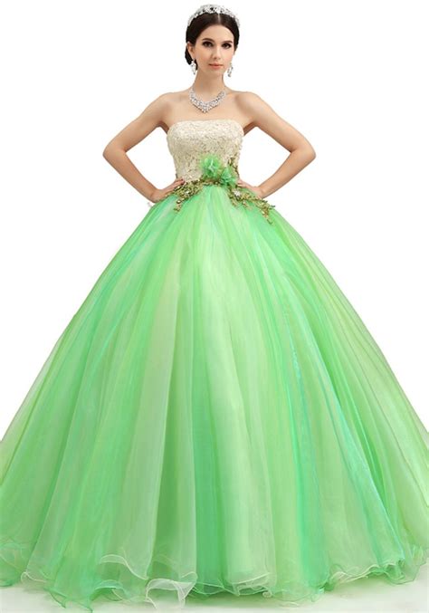 Strapless Floor Length Tulle Ball Gown Quinceanera Dress Oqdhj0033