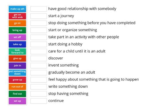 Unit 8 Phrasal Verbs Une Las Parejas