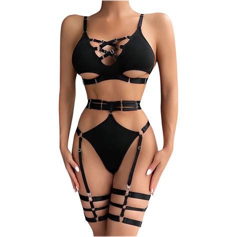 Penkiiy Women S Plus Size Punk Full Body Harness Strappy Lingerie