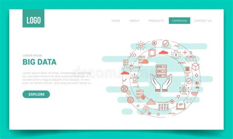 Big Data Concept With Circle Icon For Website Template Or Landing Page