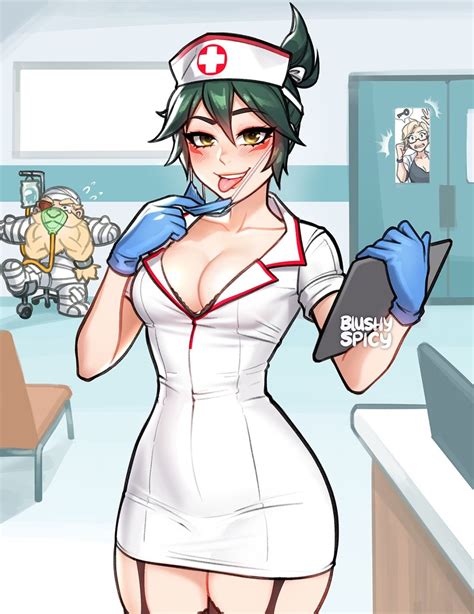 Kiriko The Naughty Nurse Overwatch Hentai Blue