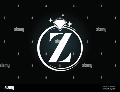 Initial Z Monogram Letter Alphabet In A Circle With Diamond Diamond