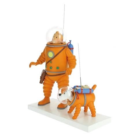 Tintin Snowy Moon Resin Statue Sculptures Fig Ratif Attakus