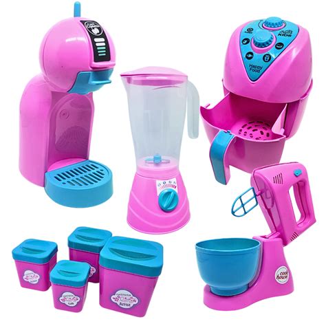 Kit Cozinha Brinquedo Infantil 8 Pçs Airfryer Cafeteira Batedeira