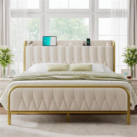 Amazon Feonase Base De Cama Queen De Terciopelo Con Estaci N De