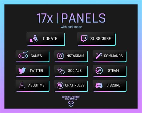 17x Pink And Blue Twitch Glow Panels Pack Purple Cute Panels Neon