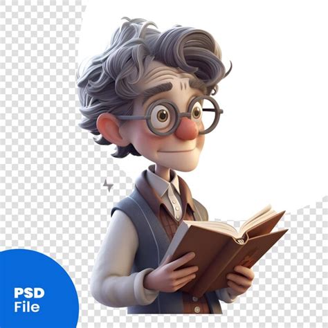 Ilustração 3d De Um Personagem De Desenho Animado Com óculos Lendo Um