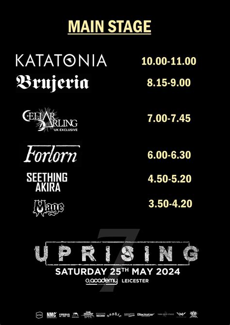 Uprising Festival Running Order Main Stage Concerts Metal