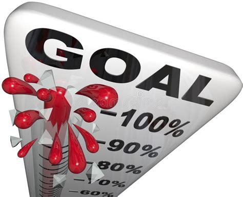 Percentage Progress To Goals Thermometer Growth Success Stock