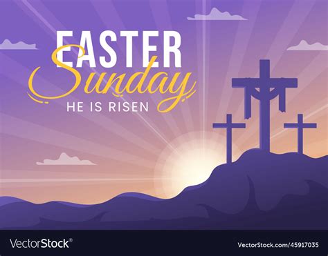 Happy Easter Sunday Day With Jesus He Is Risen Vector Image, 59% OFF