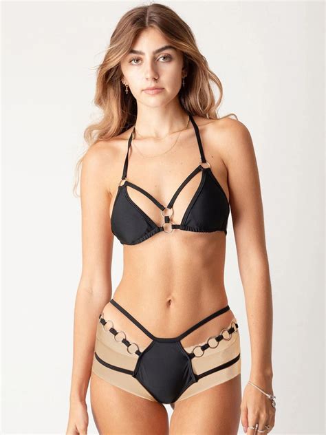 Buy Krelin Halter Neck Mid Rise Thong Bikini With Metal Ring String Lingerie Set Lingerie Set