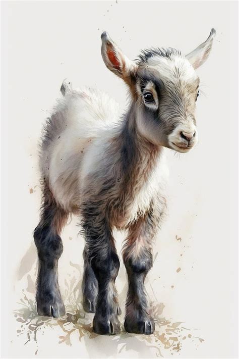 Baby Goat Water Coloring Painting Housewarming T Digital Art