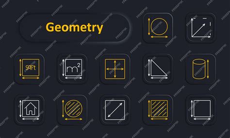 Premium Vector Geometry Set Icon Square Feet Square Meters Circle