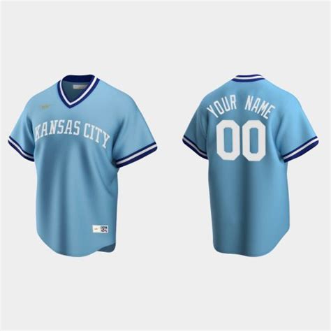 Custom Kansas City Royals Cooperstown Collection Road Jersey Light Blue