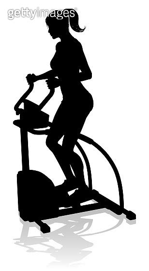 Gym Woman Silhouette Elliptical Cross Fit Machine 이미지 1314723136 게티