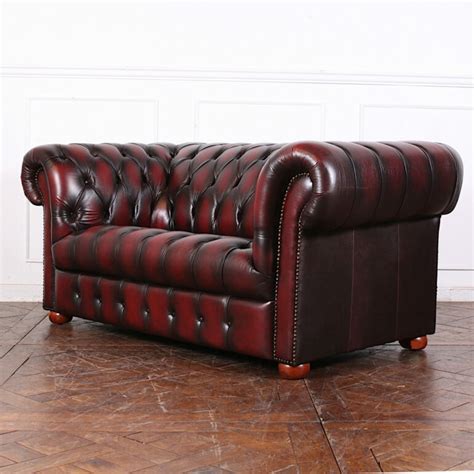 Vintage Button-Tufted Leather Sofa FS-2999 | Antique Warehouse