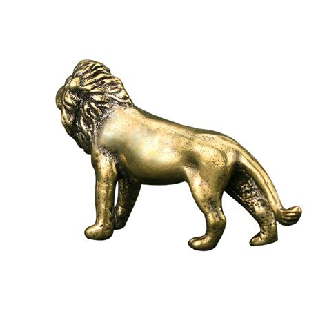 Guichaokj Antique Brass Lion Figurine Brass Lion Adornment Lion Shaped