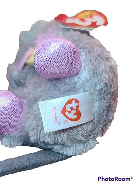 Ty Beanie Boos Squeaker Gray Pink Mouse Cheese 6 Stuffed Animal