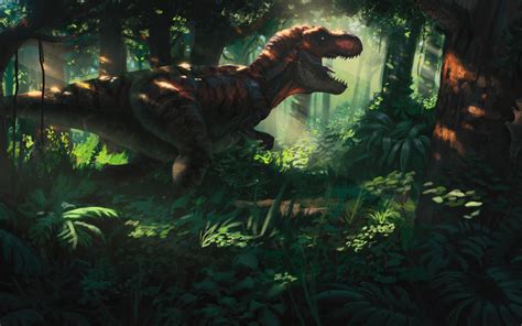 Fondo De Pantalla Tyrannosaurus Dinosaurio Jungle Forest Art Hd