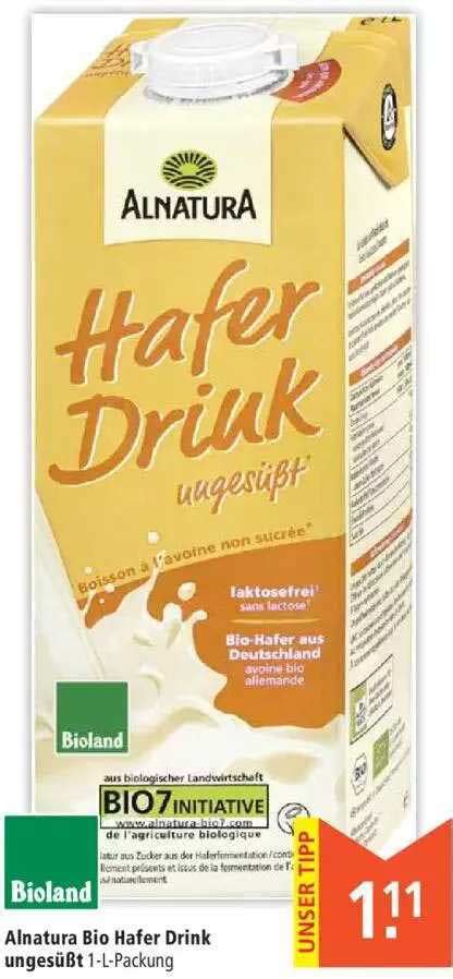 Alnatura Bio Hafer Drink Unges T Angebot Bei Marktkauf