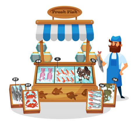 160 Grocery Seafood Counter Stock Illustrations Royalty Free Vector