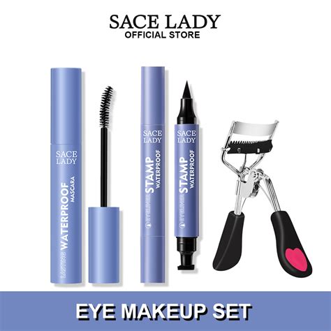 Sace Lady Waterproof Eyes Makeup Set Lasting Eyeliner Curling Mascara