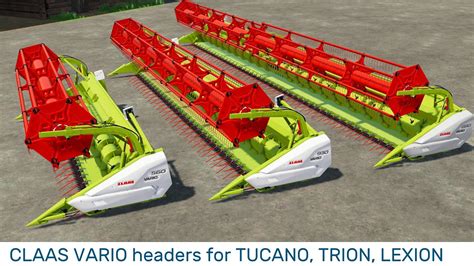 CLAAS VARIO Headers For TUCANO TRION LEXION Pack Farming Simulator